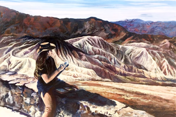 Patricia Rottino Cummins - Pastel Painting And Connecting At Zabriskie Point Death Valley National Park